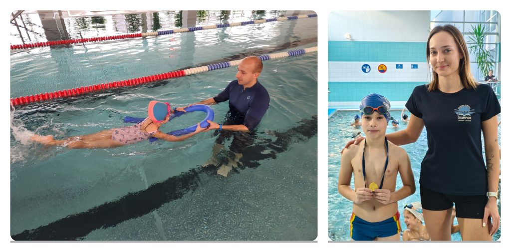 Lekcje równoległe pływania na basenie w Chełmcu 